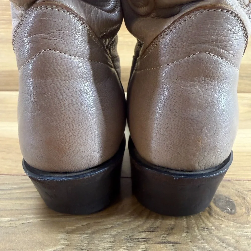 HONDO BOOTS Vintage Boots Womens 6.5 B Grey Greige Toe Overlay Rand Lizard